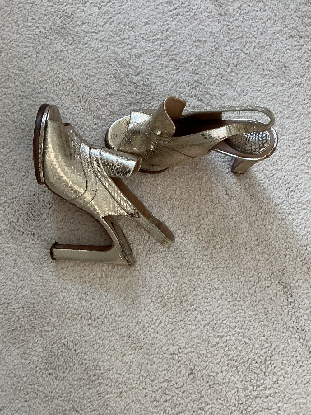 Chloe Metallic Gold Open-Toe Slingback Heels
